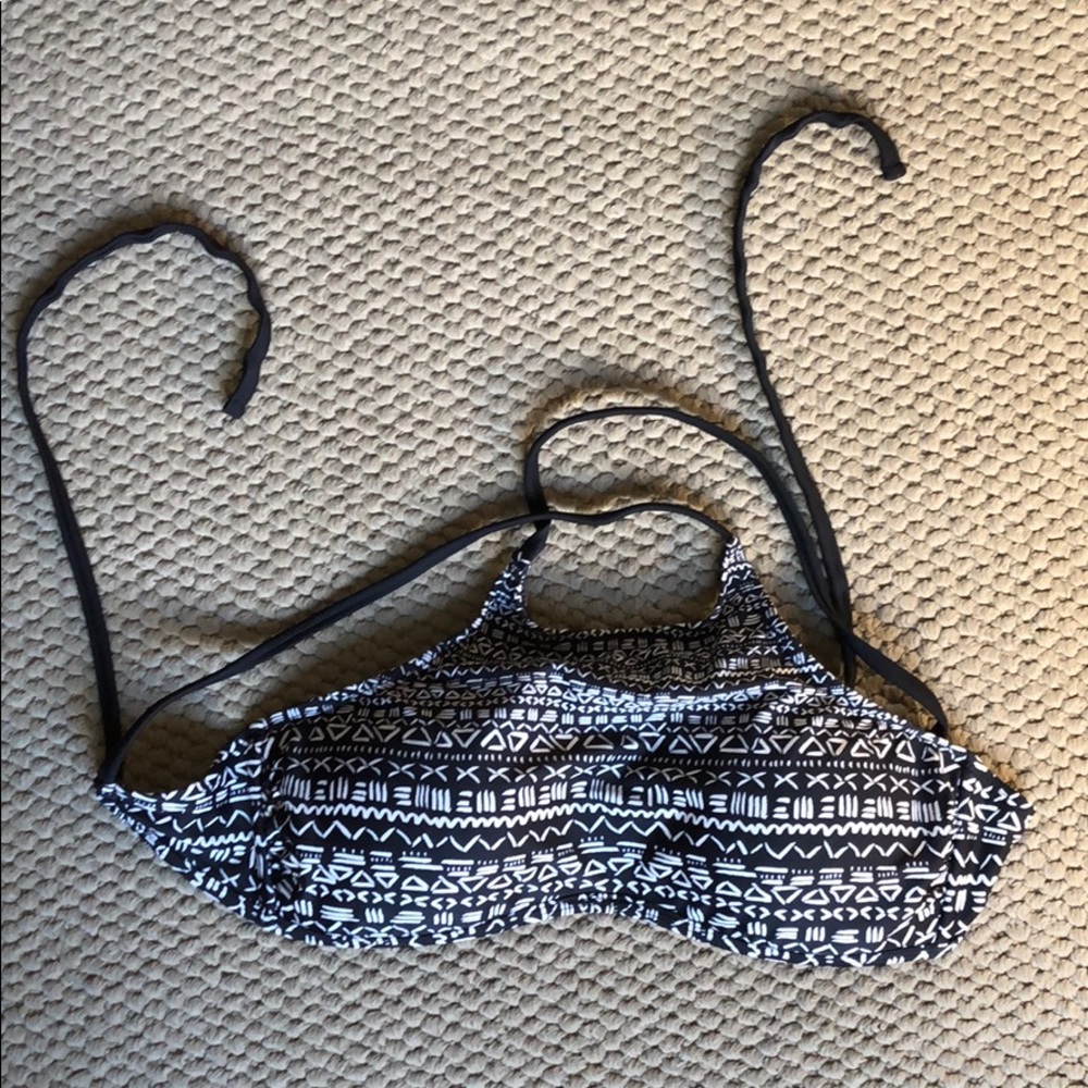 halter bikini top with orange bottoms